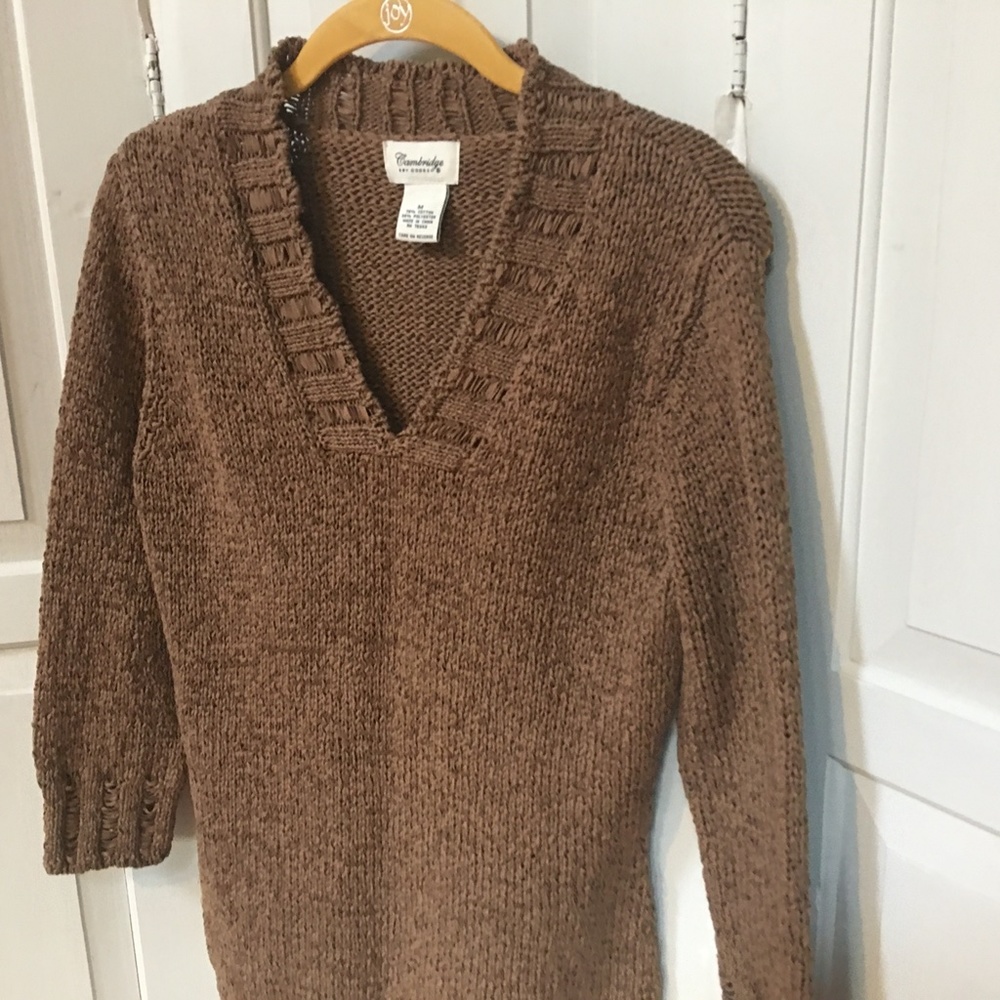 Cambridge Dry Goods Brown V-Neck Sweater - Picture 8 of 15